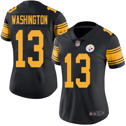 Women Pittsburgh Steelers Football 13 Limited Black James Washington Rush Vapor Untouchable Nike NFL Jersey